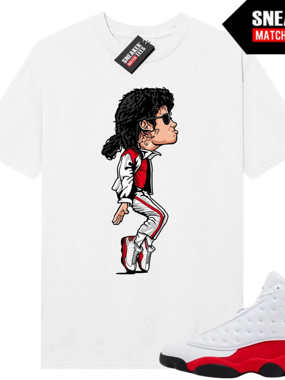 White Shirt To Match Chicago 13- MJ Tip Toe- Sneaker Match Tees